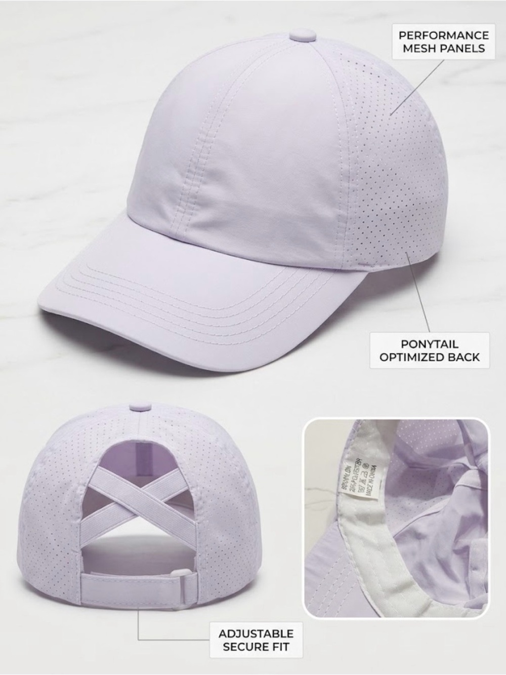 NWOT Unbranded Women’s White Ponytail Velcro Baseball Cap